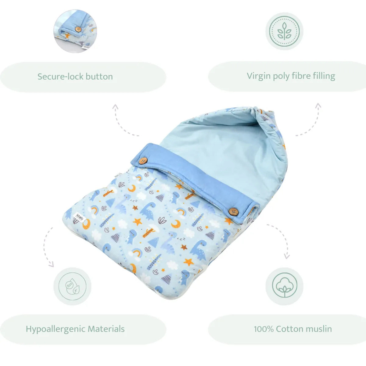 Sovana Dinoland 3-in-1 Muslin Carrier Nest & Sleeping Bag