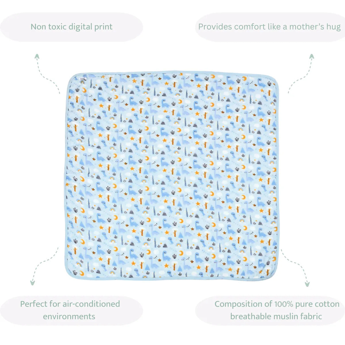 Sovana Dinoland 6-Layer Reversible Muslin Blanket