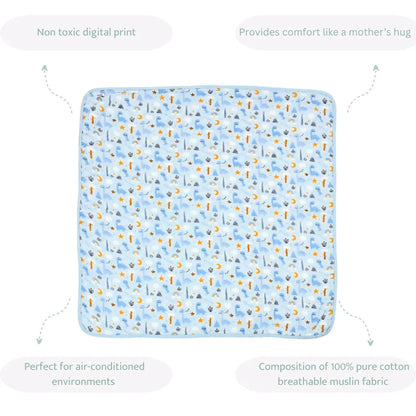 Sovana Dinoland 6-Layer Reversible Muslin Blanket
