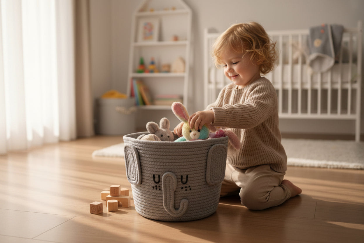 Elephant Face Cotton Rope Basket– Soft & Fun