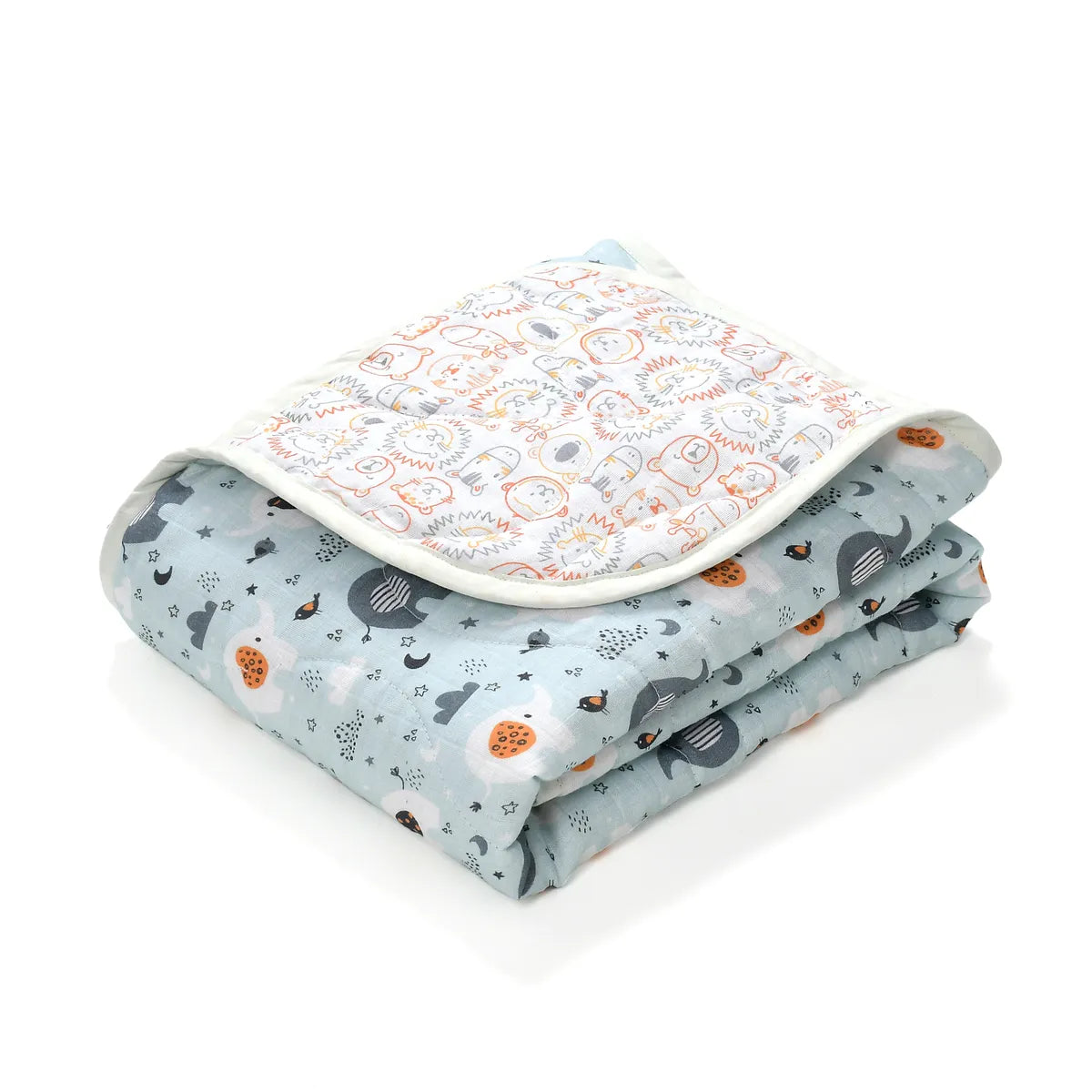 Appu and Friends Organic Cotton Quilted Muslin Reversible Blanket
