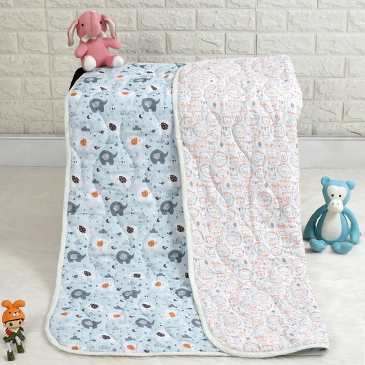 Appu and Friends Organic Cotton Quilted Muslin Reversible Blanket