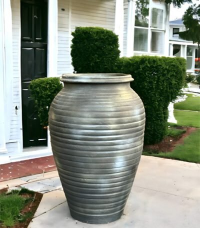 Glorious Kangra Terracotta Ribbed Urn – Handmade Modern Sculptural Planter 26″, 30″ & 36″