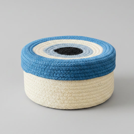 Handwoven Cotton Rope Evil Eye Storage Basket