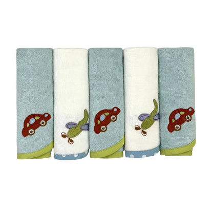 Face Washers - Transport Print (Set of 5)