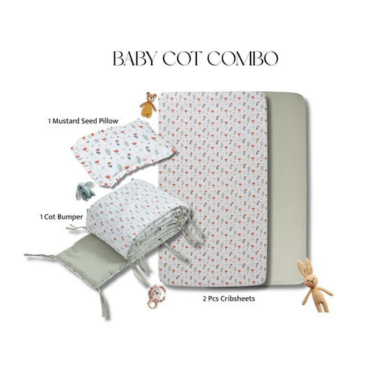 Sovana Premium 4-Piece Baby Cot Combo Fern & Roses