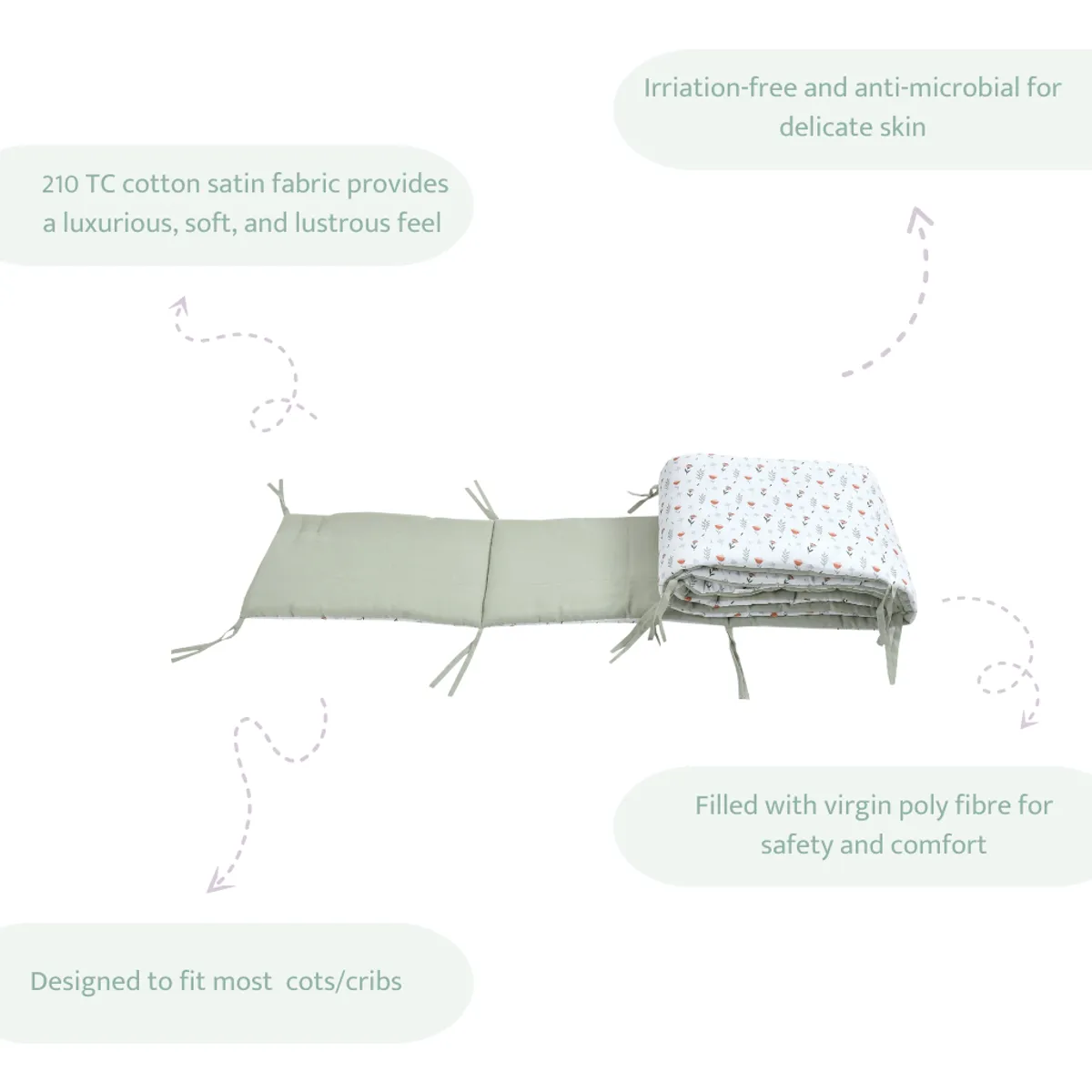 Sovana Premium 4-Piece Baby Cot Combo Fern & Roses