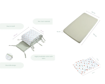 Sovana Premium 4-Piece Baby Cot Combo Fern & Roses