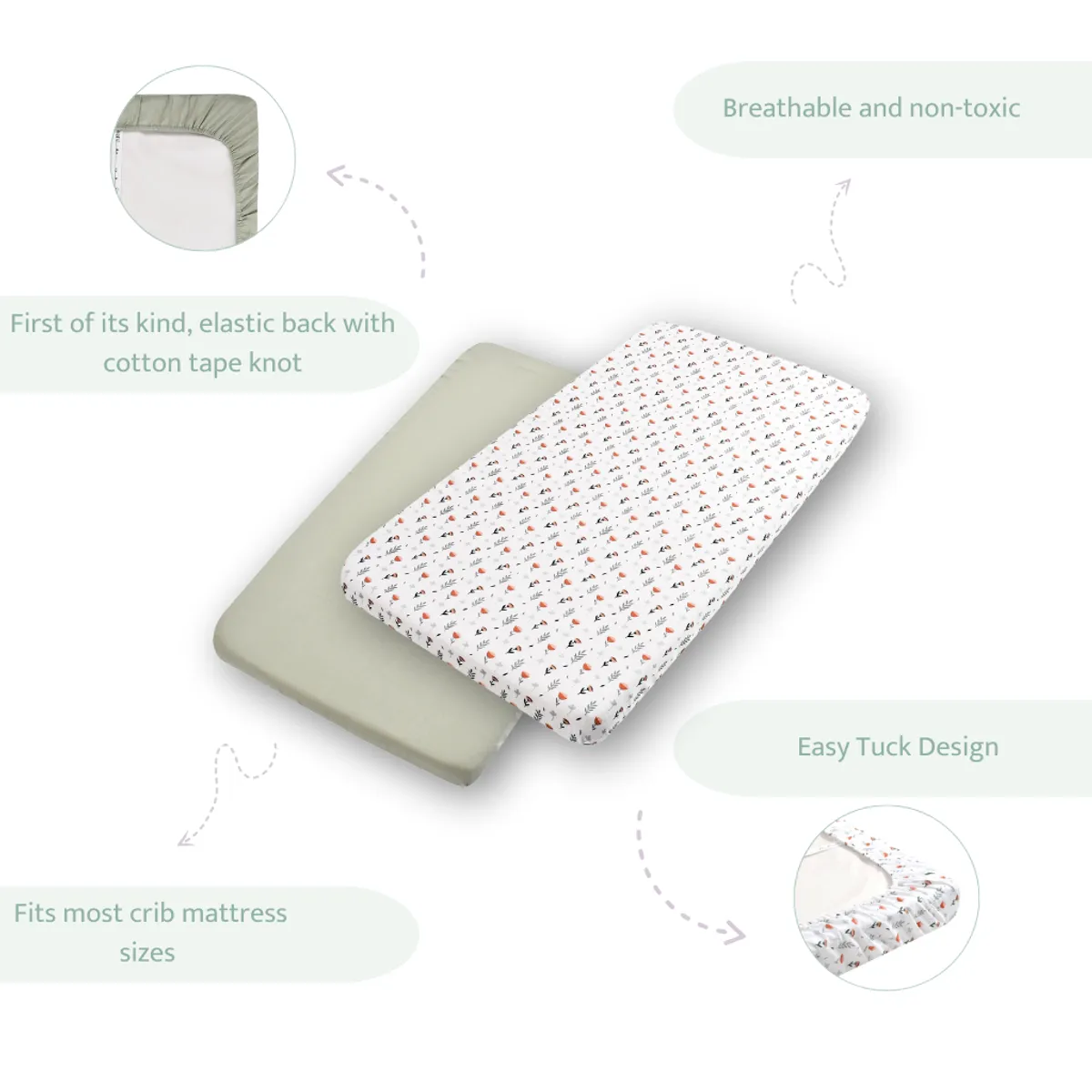 Sovana Premium 4-Piece Baby Cot Combo Fern & Roses