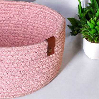 Multicolor Cotton Rope Round Shelf Basket – (10×4 Inch)