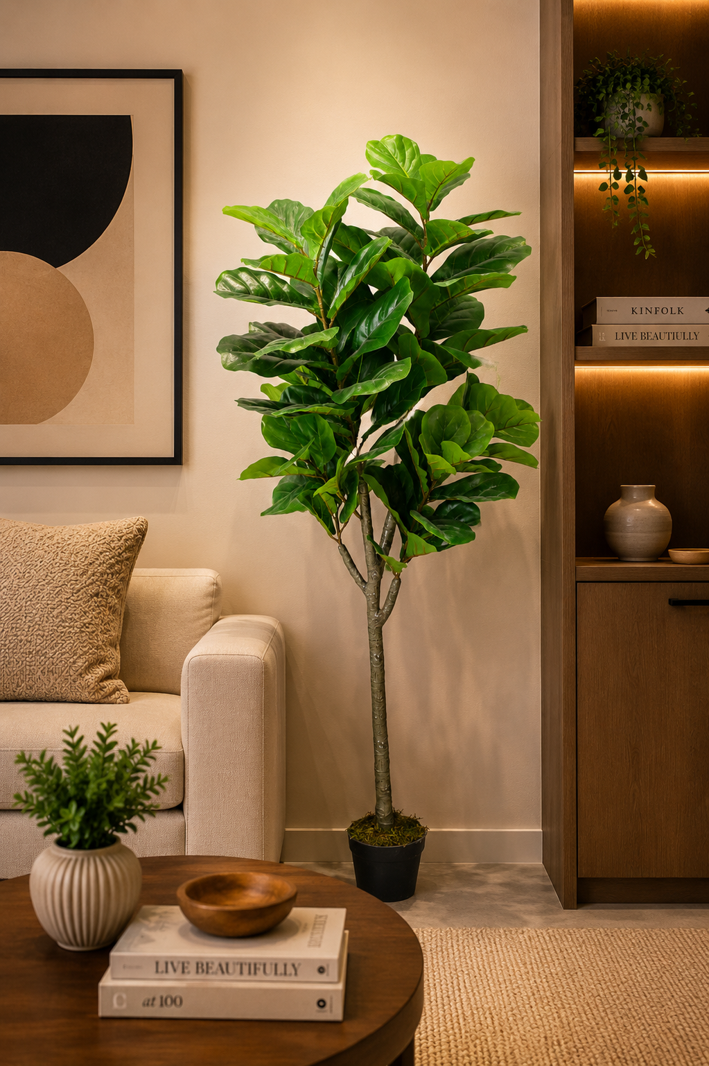 Fiddle Artificial Plant 57 Inch Faux Tree Decor