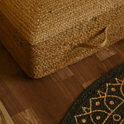 Handcrafted Square Natural Jute Floor Cushion Pouf