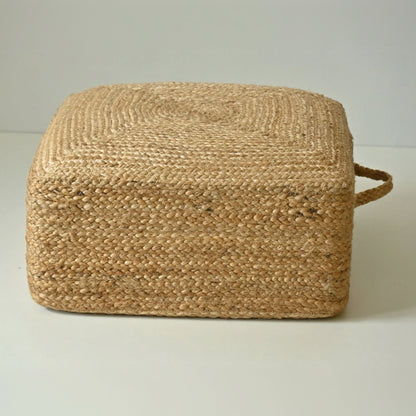 Handcrafted Square Natural Jute Floor Cushion Pouf