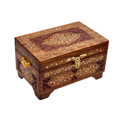 Handcrafted Sheesham Wood Treasure Chest Flat top II