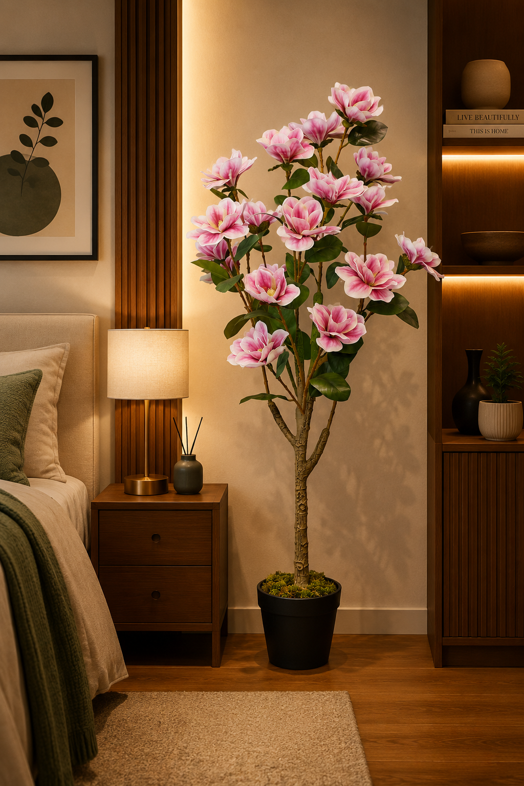 Artificial Magnolia Flower Tree - 51″ Premium Plant