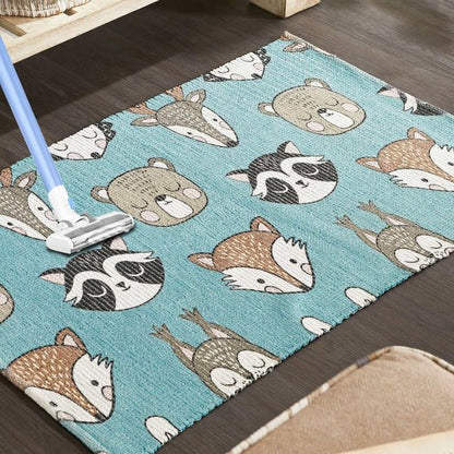 Printed Fox Kids Room Dhurrie Carpet Rug Runner Floor Mat for Living Room