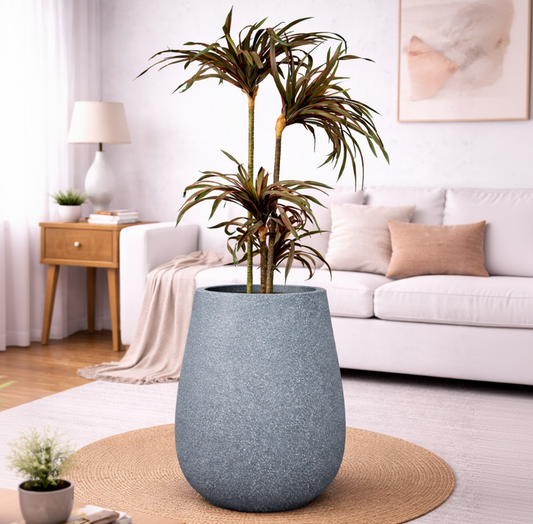 Omega B Blue Grey Fiberglass Planter