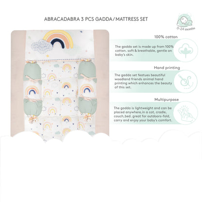 Gadda Set with 2 Bolsters - Rainbow