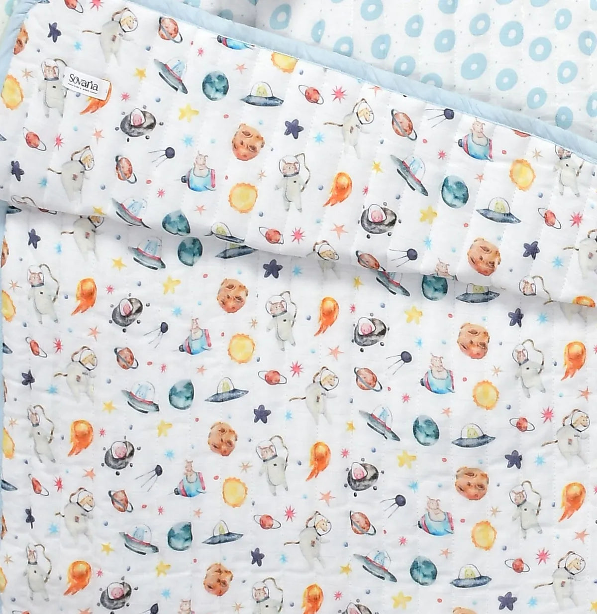 Pets of the Galaxy Organic Cotton Quilted Muslin Reversible Blanket