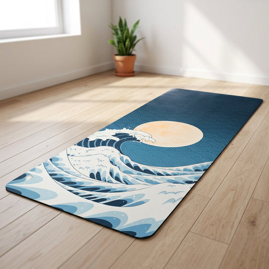 Professional PU & Natural Rubber Yoga Mat - 6mm Japanese Wave