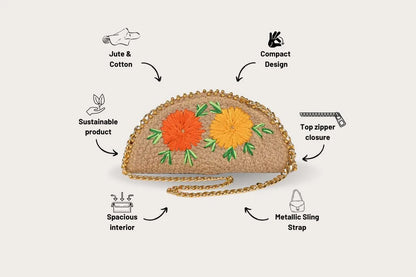 Artisanal Embroidered Jute Clutch