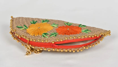 Artisanal Embroidered Jute Clutch