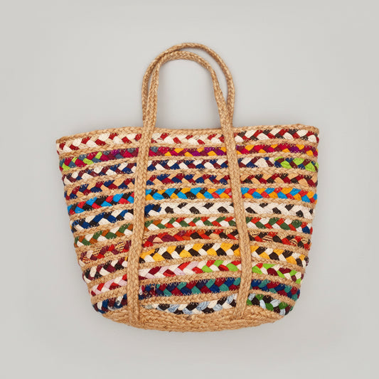 Natural Jute and Cotton Handcrafted Multicolor Bag