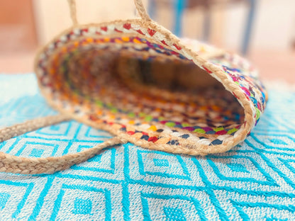Natural Jute and Cotton Handcrafted Multicolor Bag
