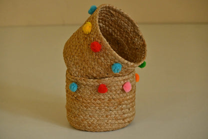 Handicraft Raffia & Jute Pen Holder