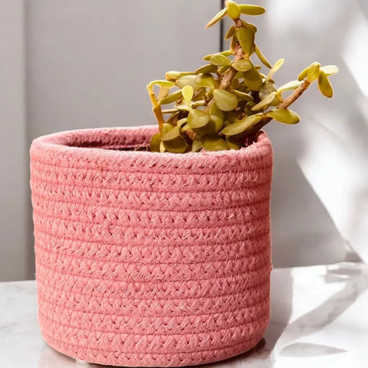 Handwoven Cotton & Jute Planter Basket