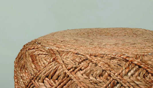 Handcrafted Diamond Pattern Jute Ottoman Pouffe