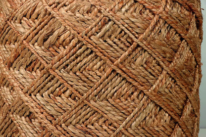 Handcrafted Diamond Pattern Jute Ottoman Pouffe