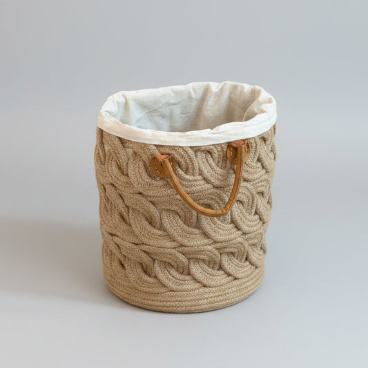 Handcrafted Jute Rope Braided Storage Basket