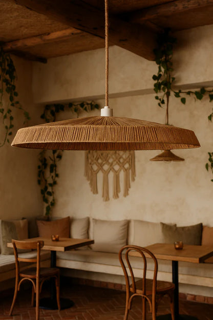 Handcrafted Raffia Natural Pendant Light Kaia