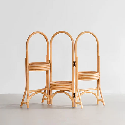 Kashvi Handcrafted Rattan 3-Tier Folding Plant Stand