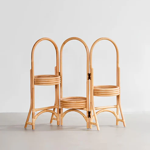 Kashvi Handcrafted Rattan 3-Tier Folding Plant Stand