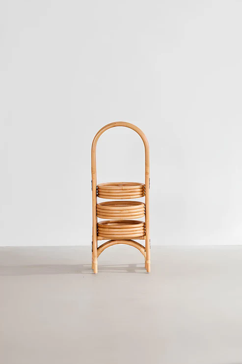 Kashvi Handcrafted Rattan 3-Tier Folding Plant Stand