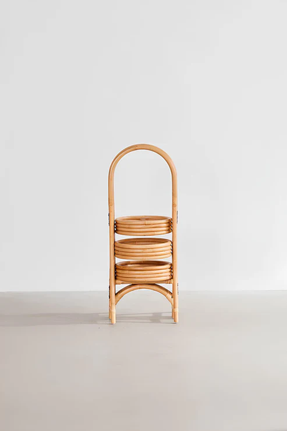 Kashvi Handcrafted Rattan 3-Tier Folding Plant Stand
