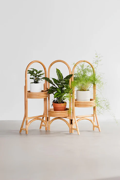 Kashvi Handcrafted Rattan 3-Tier Folding Plant Stand