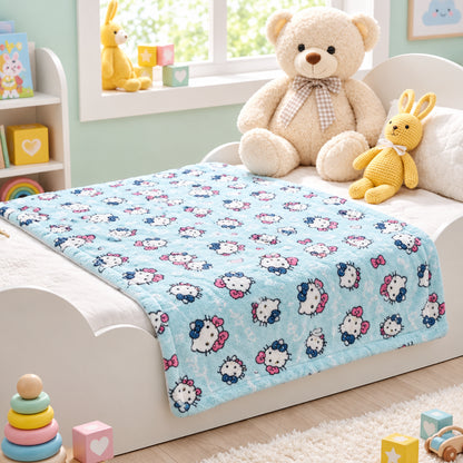 Luxury Reversible Flannel Sherpa Blanket Kitty World