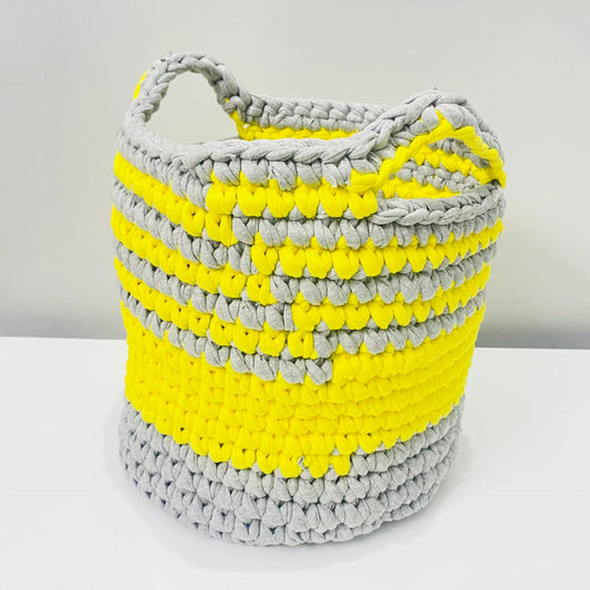 Vibrant Dual-Tone Knitted Storage Basket