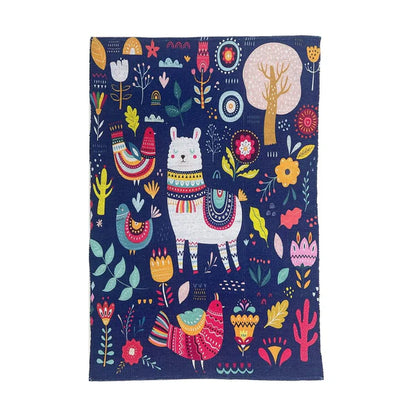 Printed Llama Kids Room Dhurrie Carpet