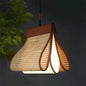 Cane Petal Pendant Light – Faux Leather and Rattan Boho Lighting – 12″ x 14″