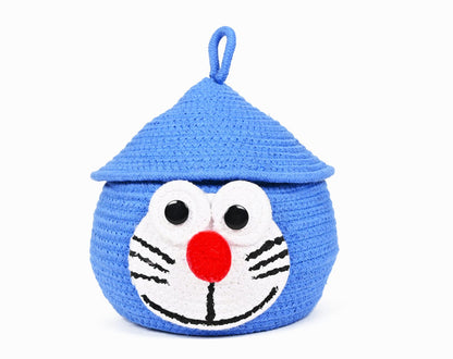 Buffoon Face Matka Basket with Lid – Handcrafted Storage with Character