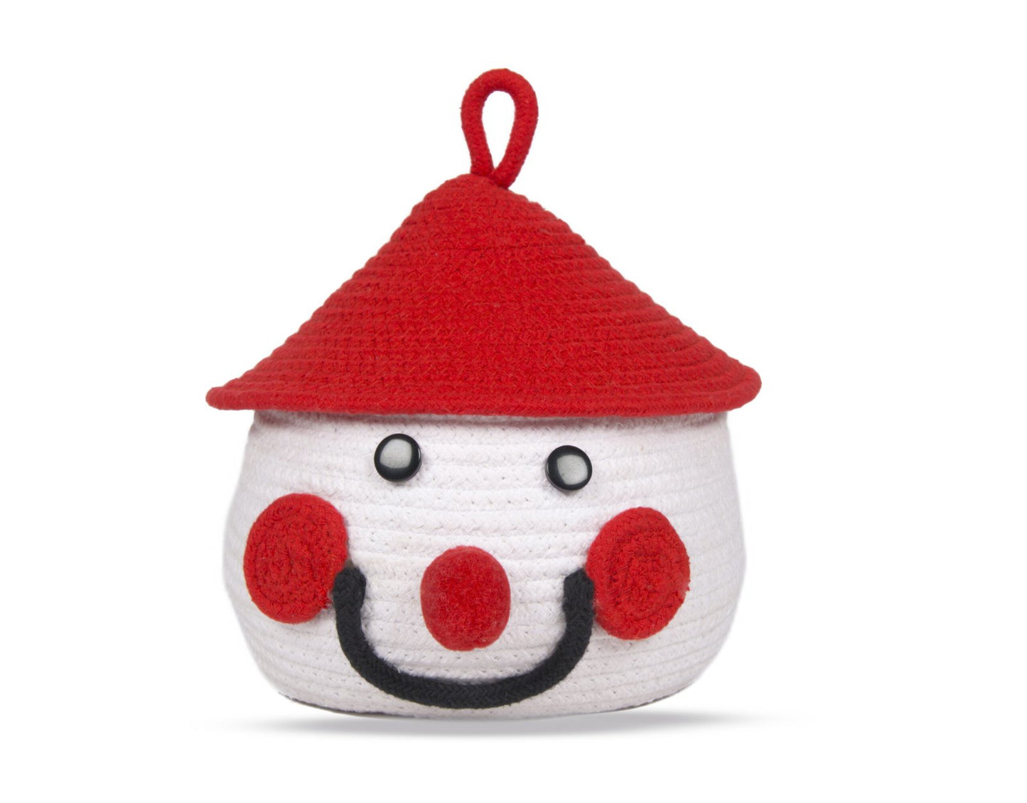 Buffoon Face Matka Basket with Lid – Handcrafted Storage with Character