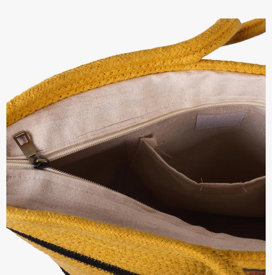 Cotton Minion Rope Bag With Handle Yellow