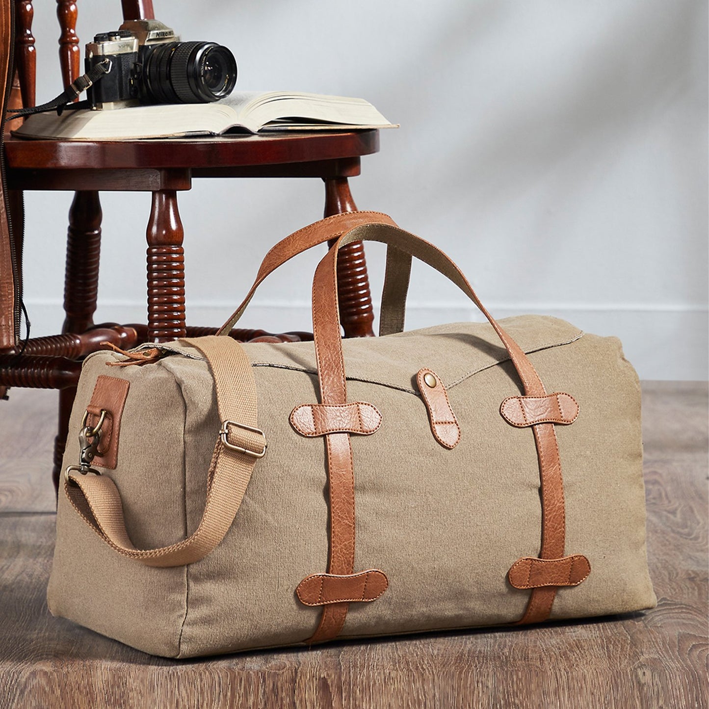 Flap Duffle Bag For Men & Women – Brown