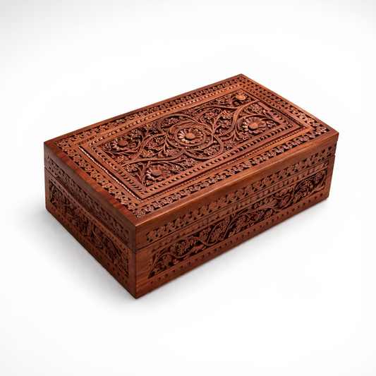 Premium Mughal Hand-Carved Sheesham Wood Box