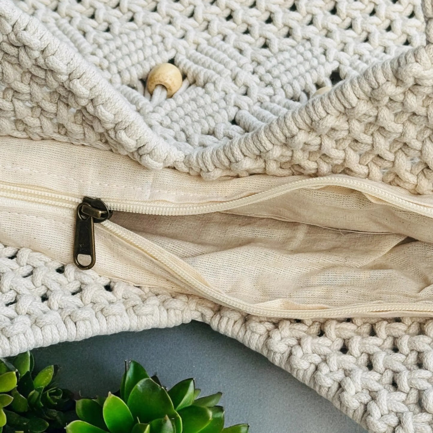 European Styled Cotton Crochet Boho Chic Handcrafted Macrame Tote bag for Women