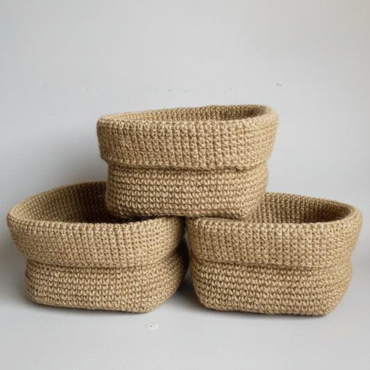 Handcrafted Rectangular Nesting Jute Baskets